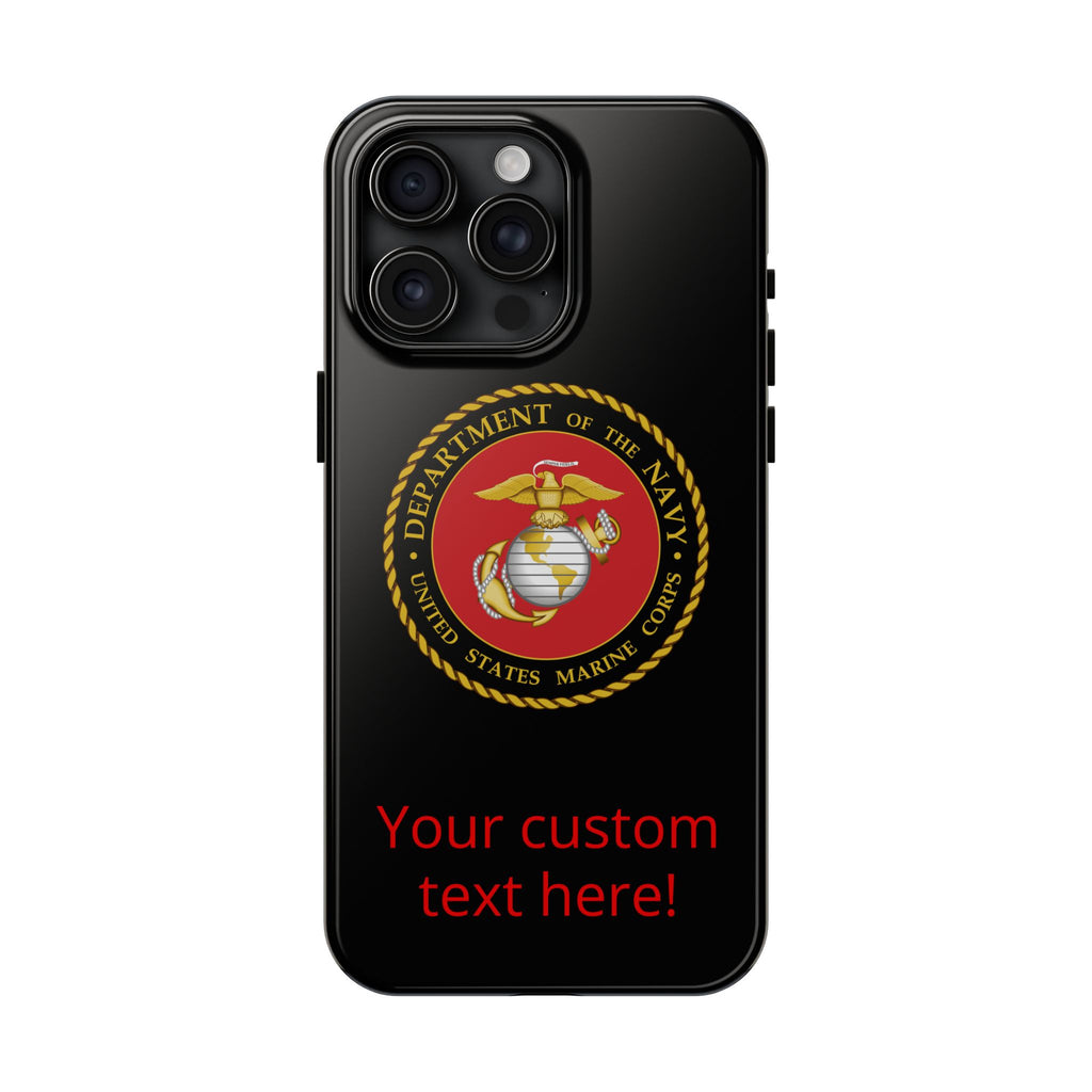 USMC Emblem Tough Phone Case — Custom Text Military iPhone Protector