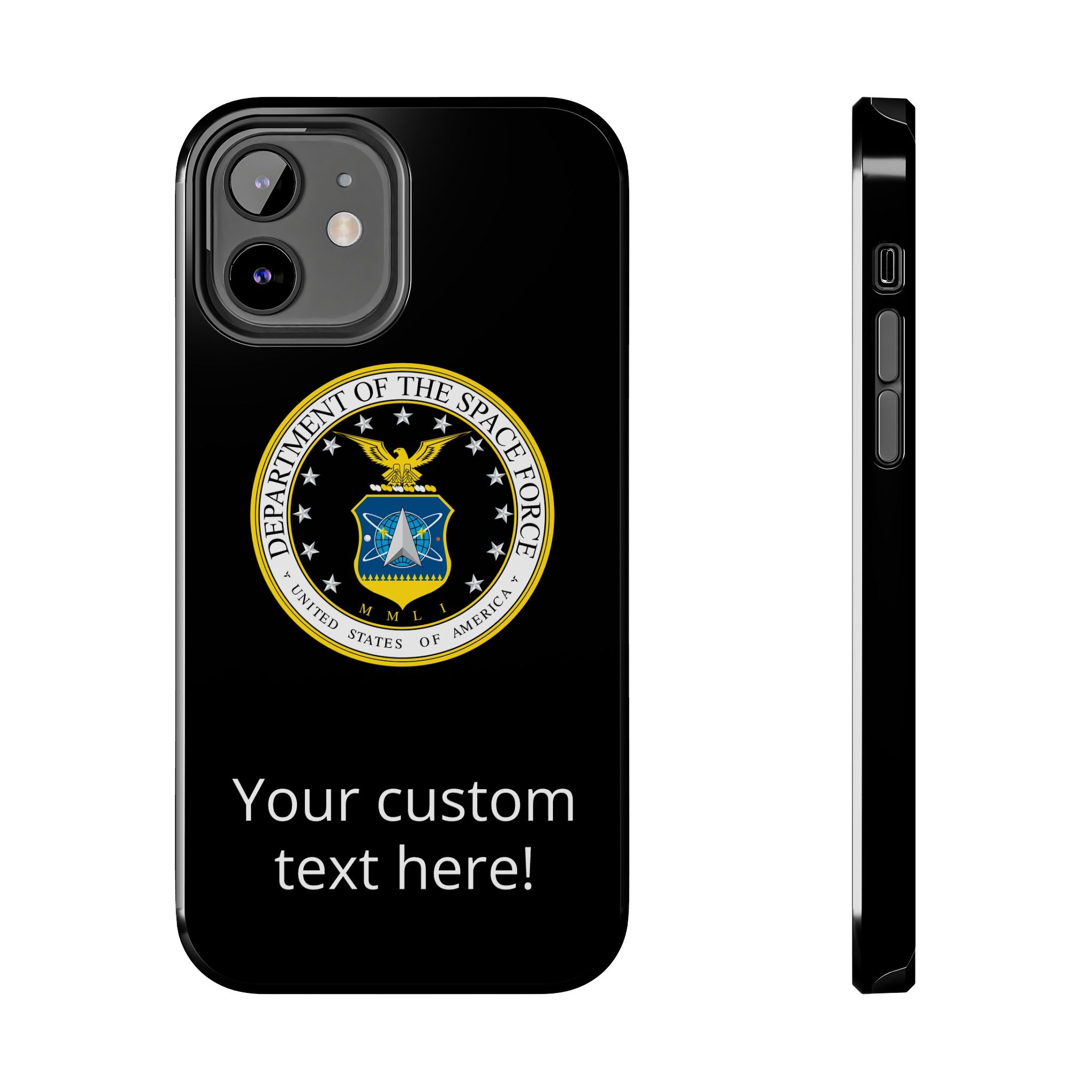 Space Force Tough Phone Case — Custom Text Military Emblem Protective Case