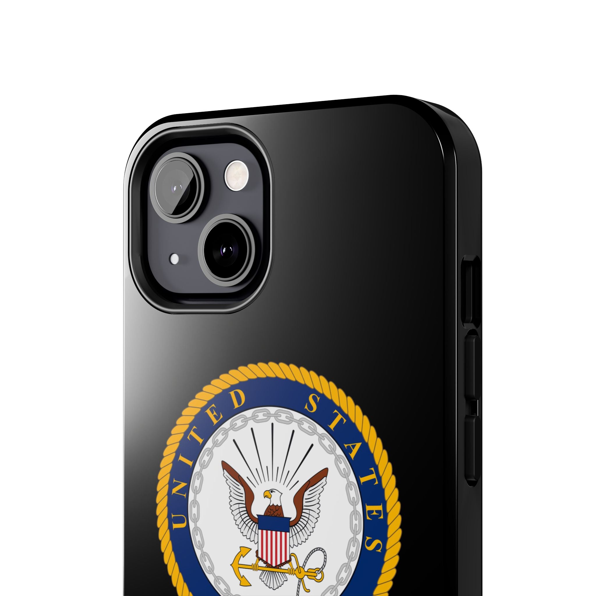 Navy Emblem Tough Phone Case — Custom Text Military iPhone Cover