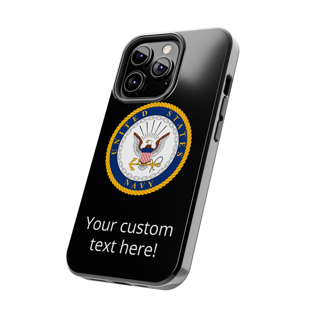Navy Emblem Tough Phone Case — Custom Text Military iPhone Cover