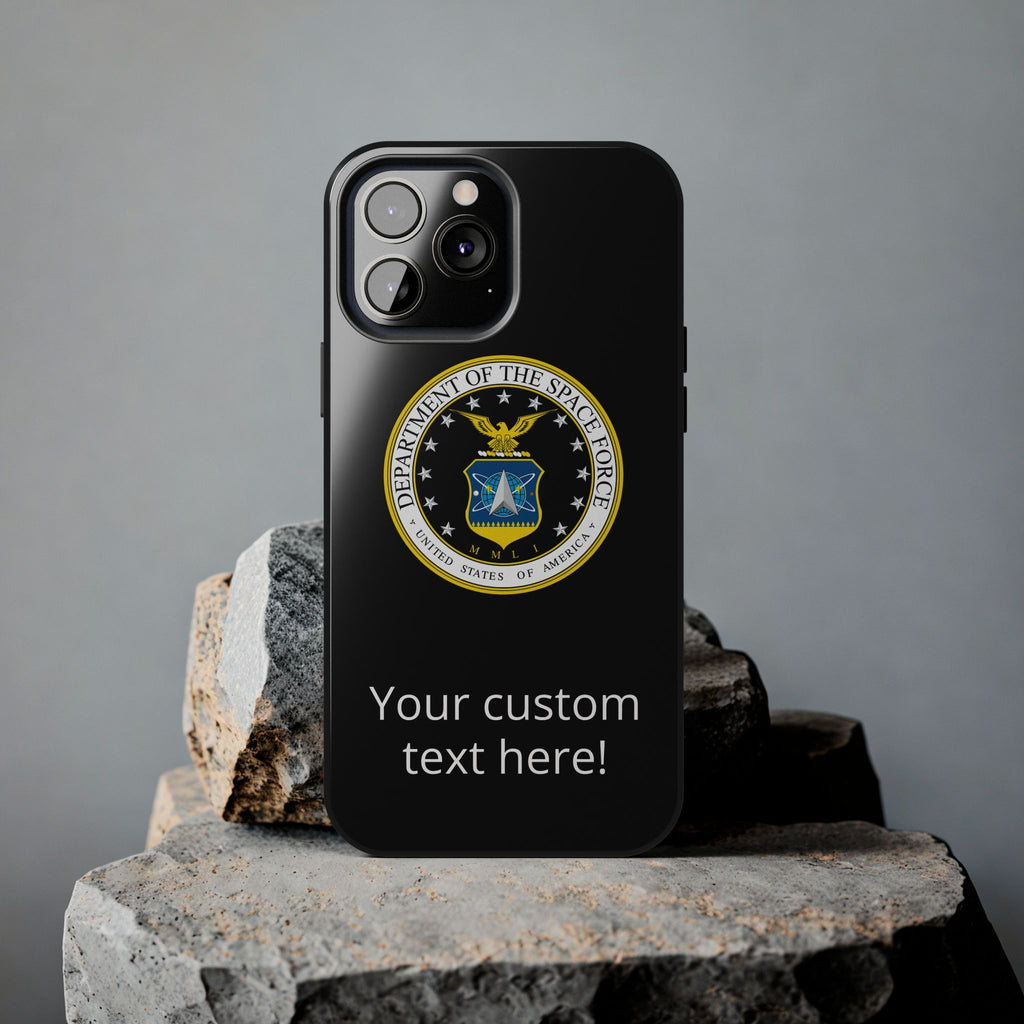 Space Force Tough Phone Case — Custom Text Military Emblem Protective Case