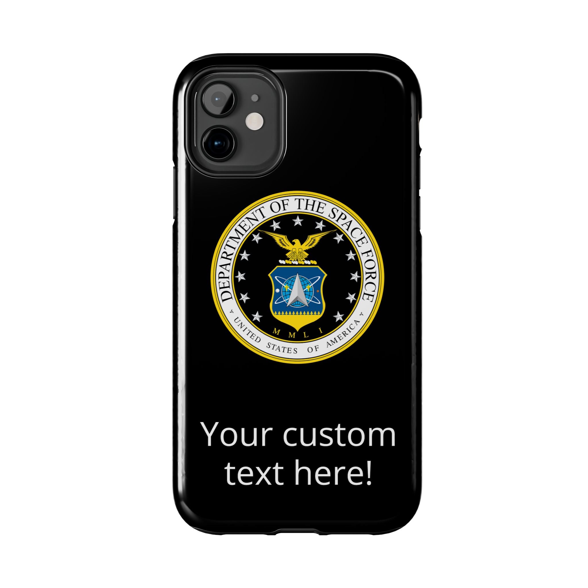 Space Force Tough Phone Case — Custom Text Military Emblem Protective Case