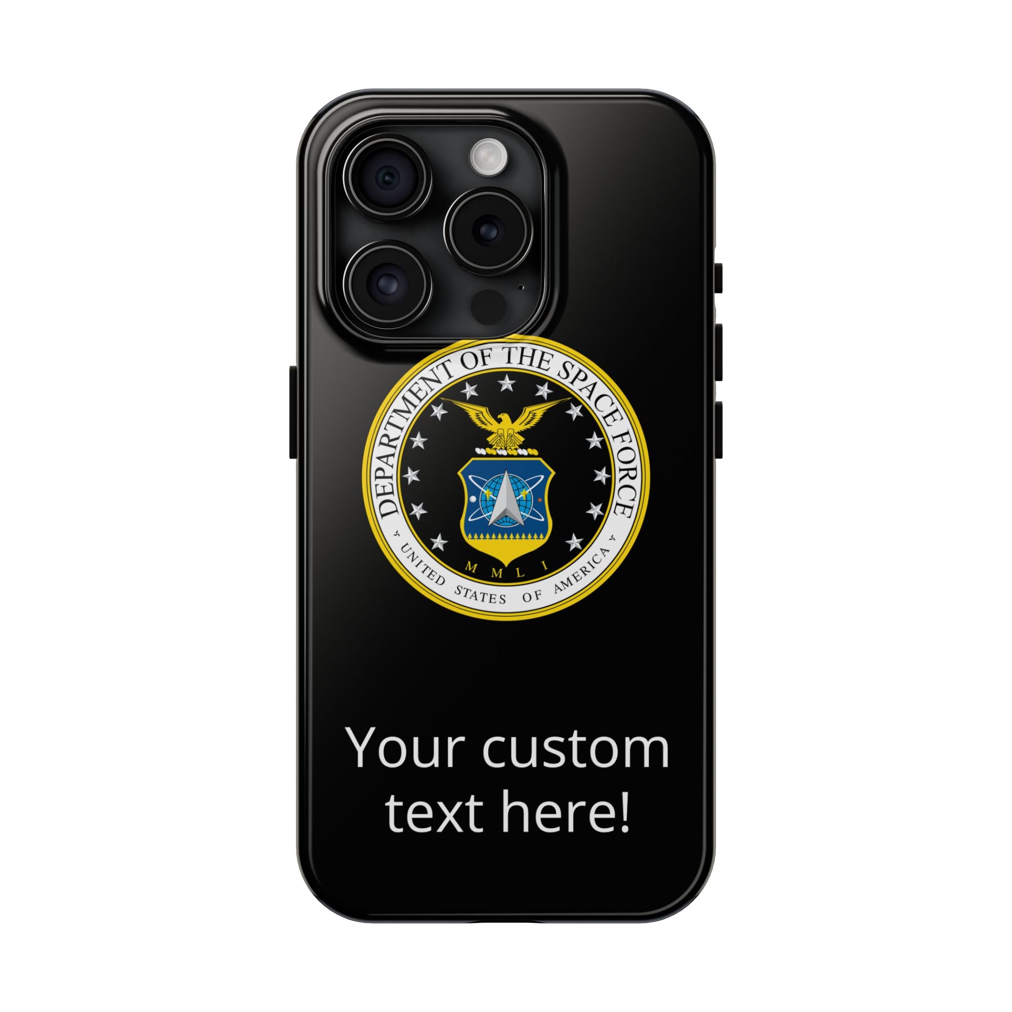 Space Force Tough Phone Case — Custom Text Military Emblem Protective Case