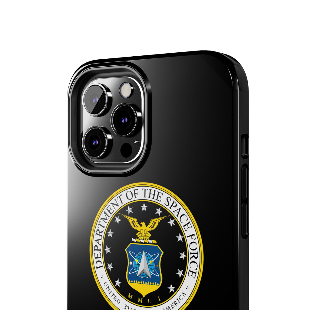 Space Force Tough Phone Case — Custom Text Military Emblem Protective Case