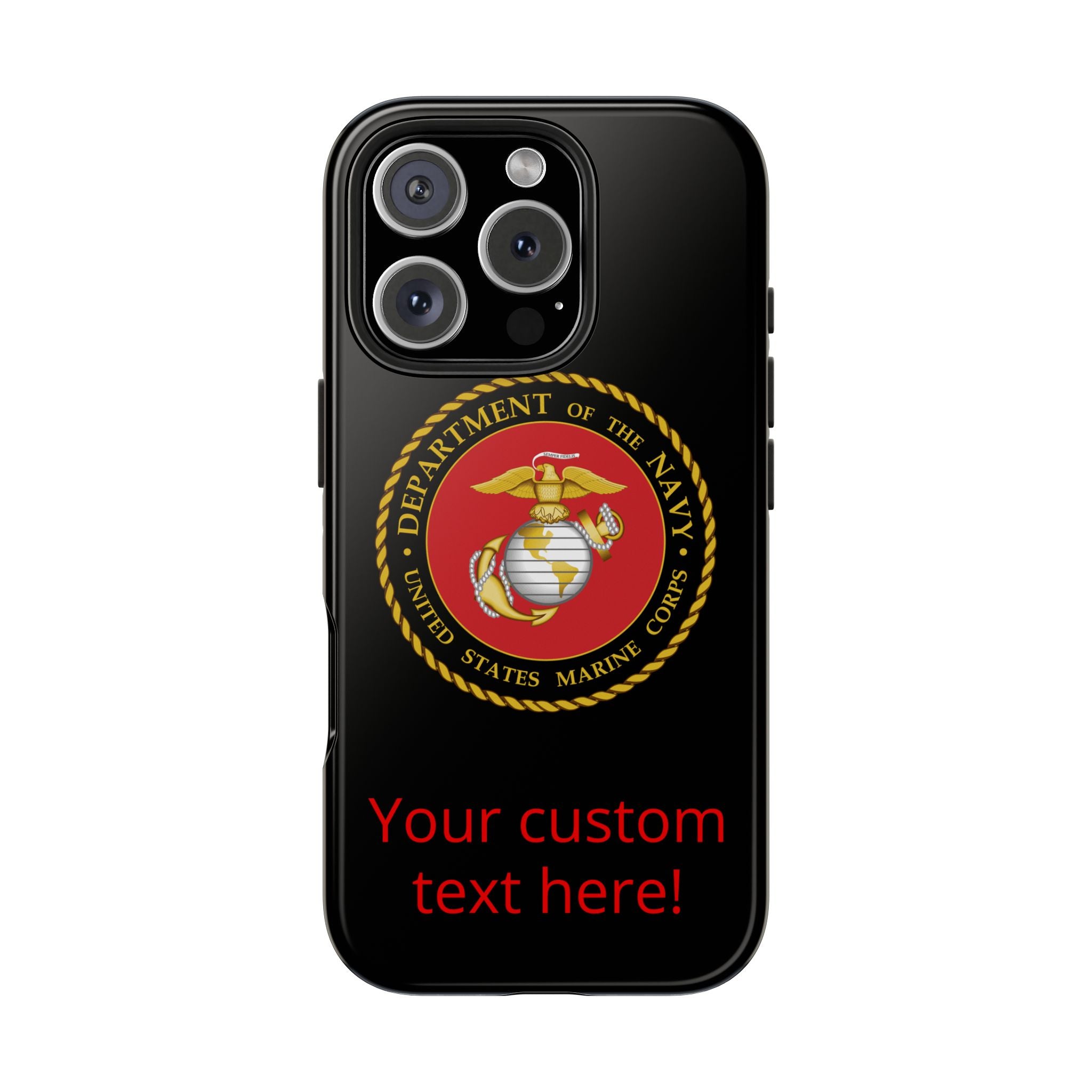 USMC Emblem Tough Phone Case — Custom Text Military iPhone Protector