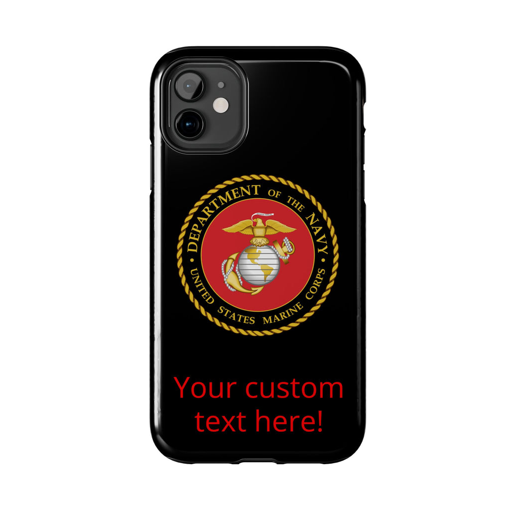 USMC Emblem Tough Phone Case — Custom Text Military iPhone Protector