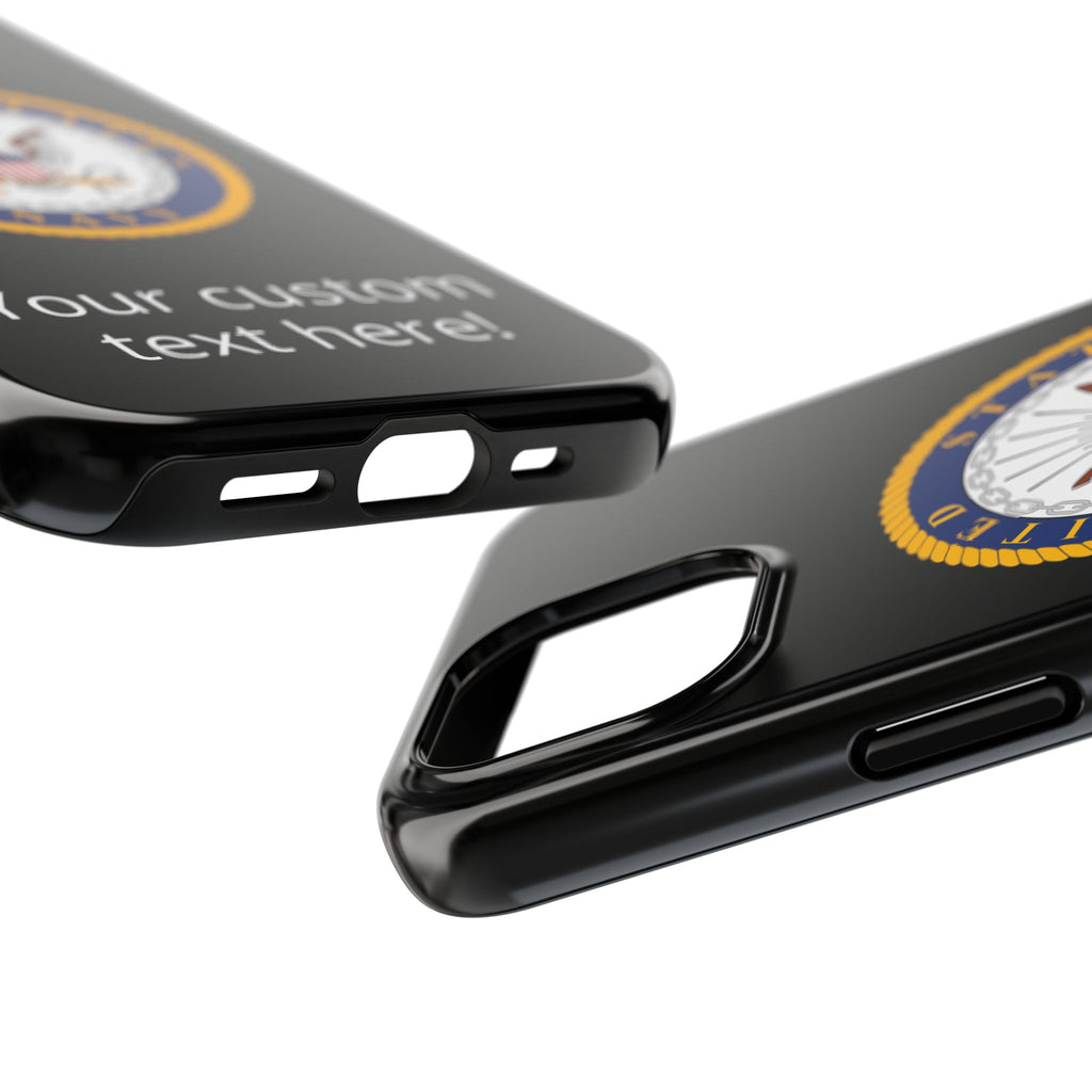 Navy Emblem Tough Phone Case — Custom Text Military iPhone Cover