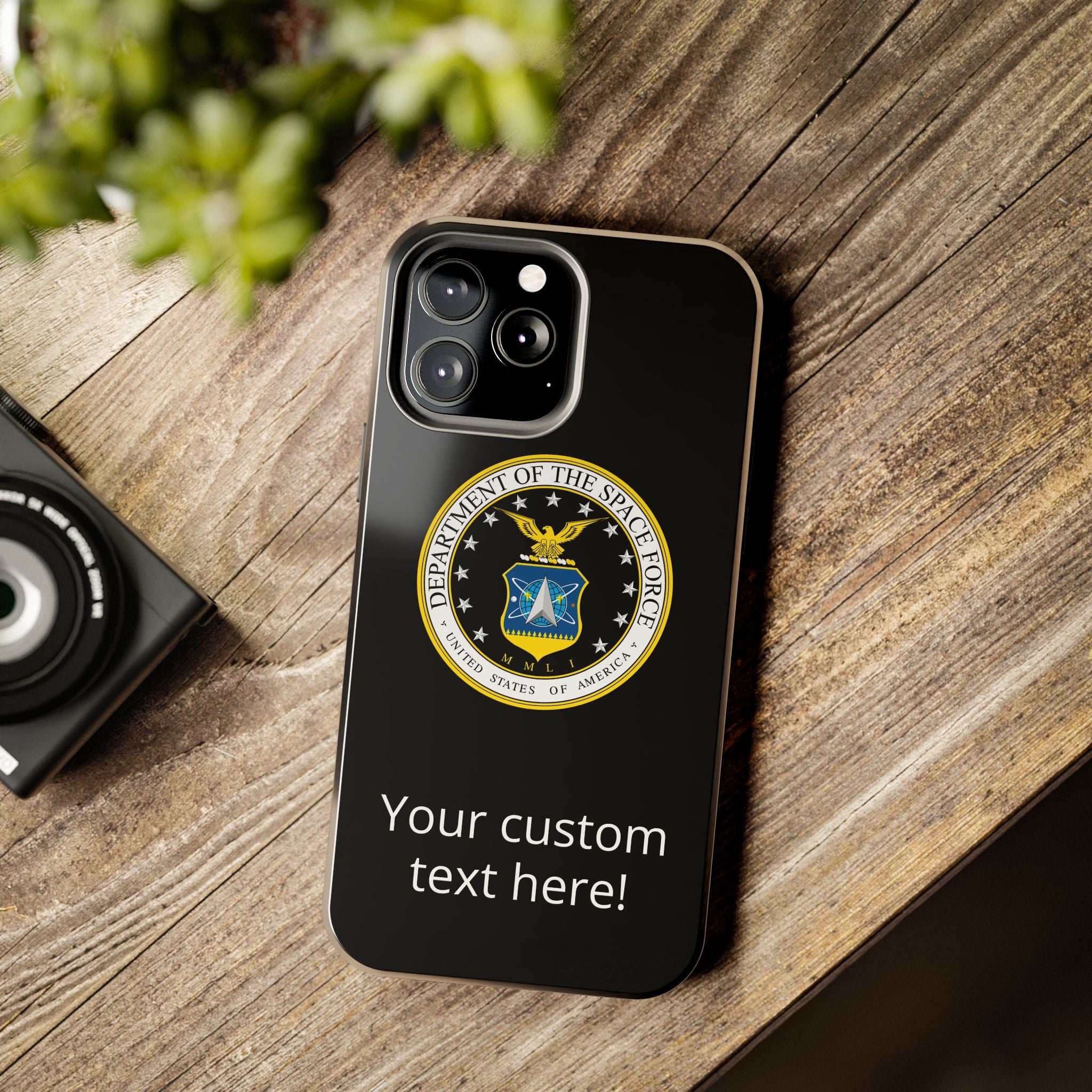 Space Force Tough Phone Case — Custom Text Military Emblem Protective Case