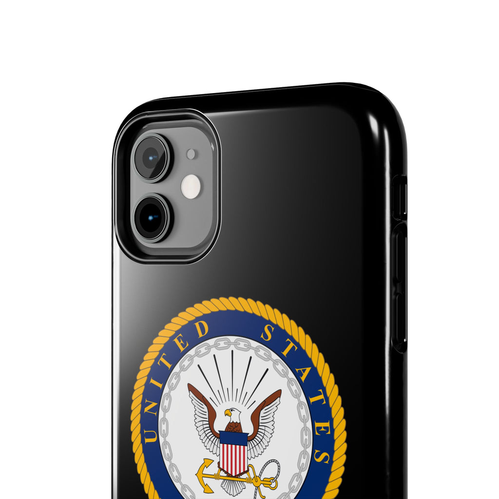 Navy Emblem Tough Phone Case — Custom Text Military iPhone Cover