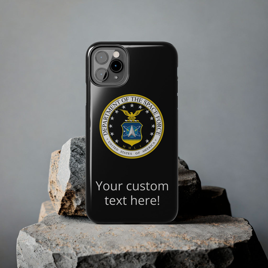 Space Force Tough Phone Case — Custom Text Military Emblem Protective Case
