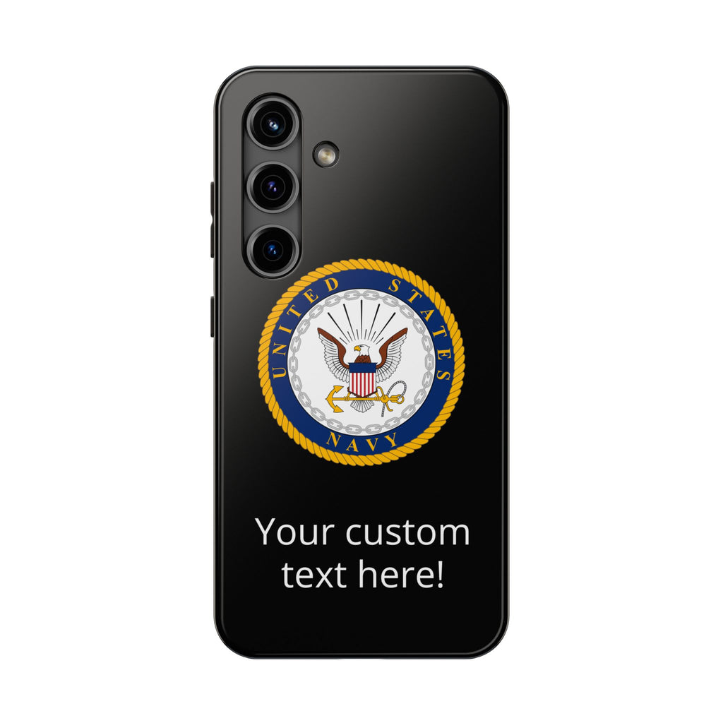 Navy Emblem Tough Phone Case — Custom Text Military iPhone Cover