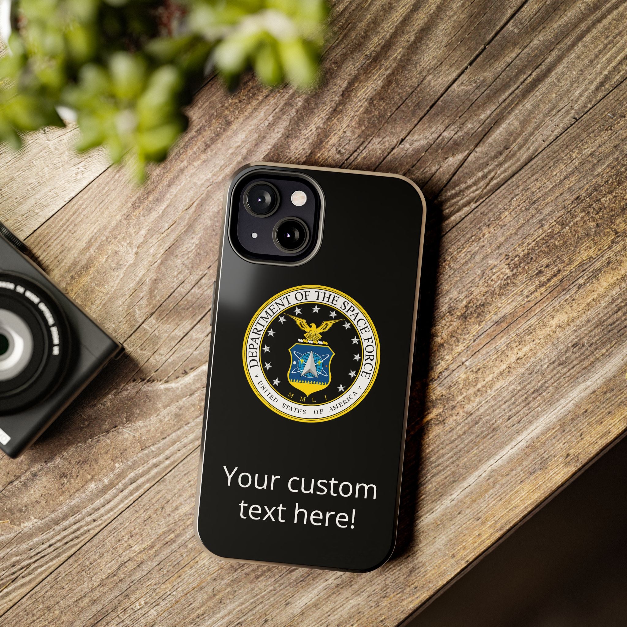 Space Force Tough Phone Case — Custom Text Military Emblem Protective Case