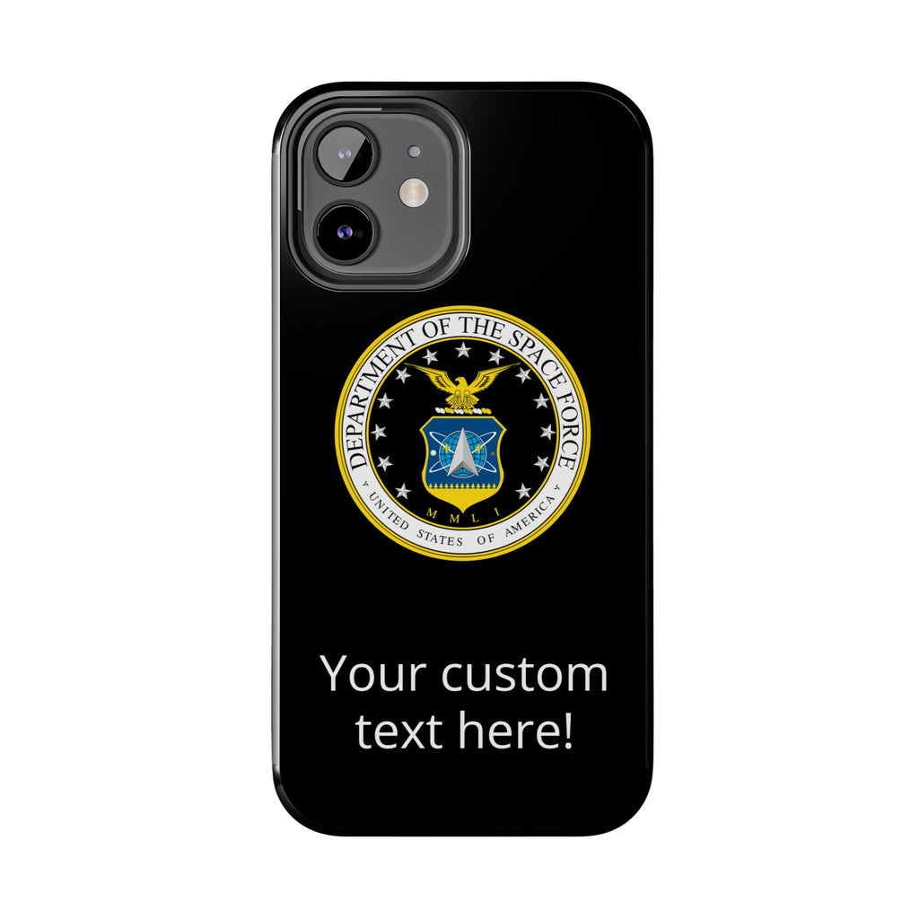 Space Force Tough Phone Case — Custom Text Military Emblem Protective Case