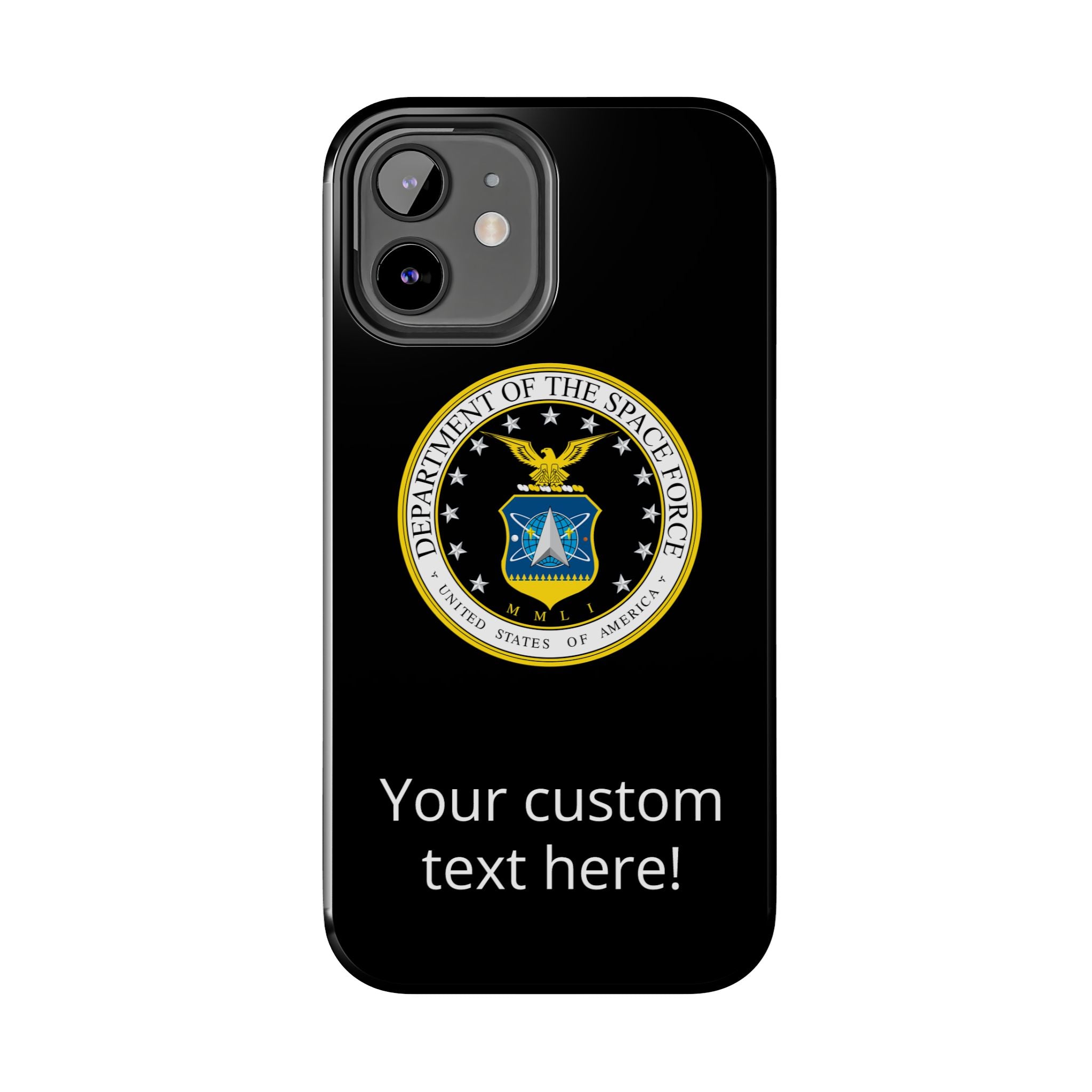 Space Force Tough Phone Case — Custom Text Military Emblem Protective Case