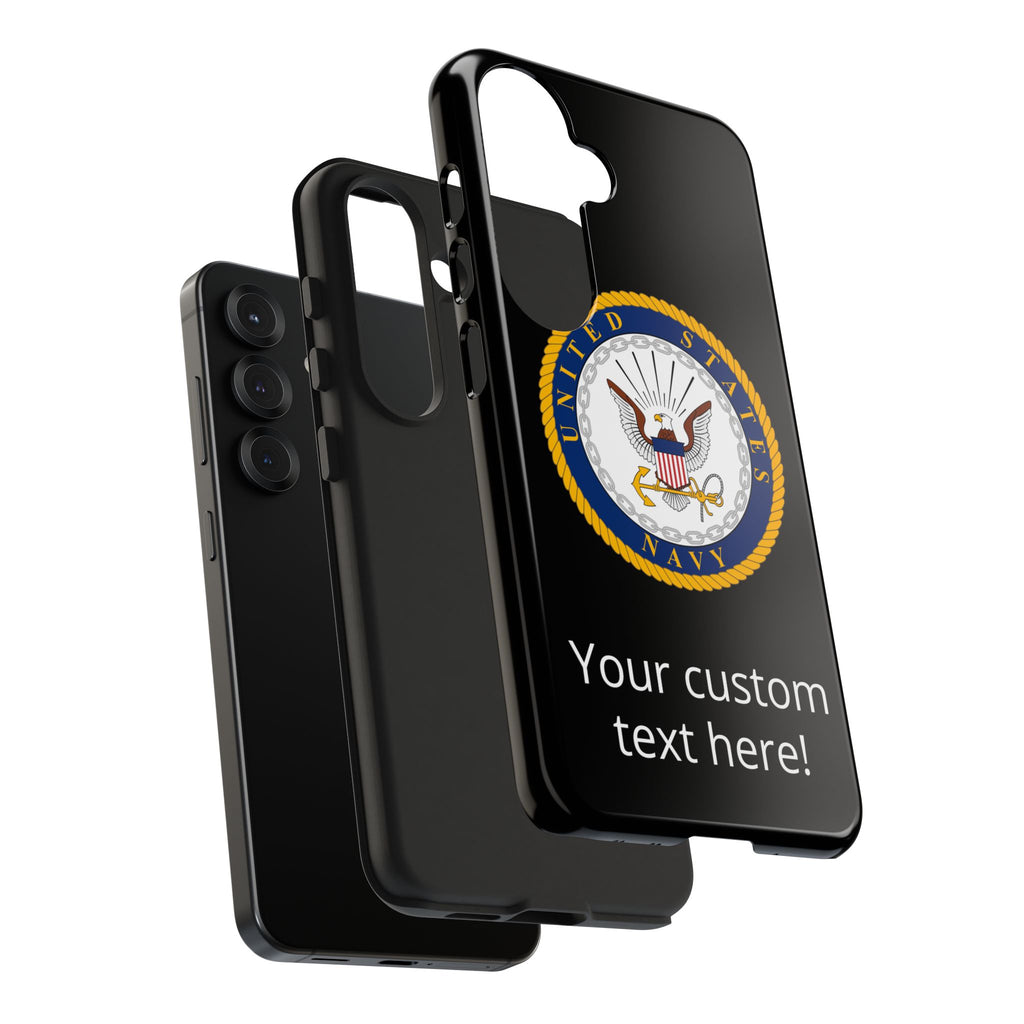 Navy Emblem Tough Phone Case — Custom Text Military iPhone Cover