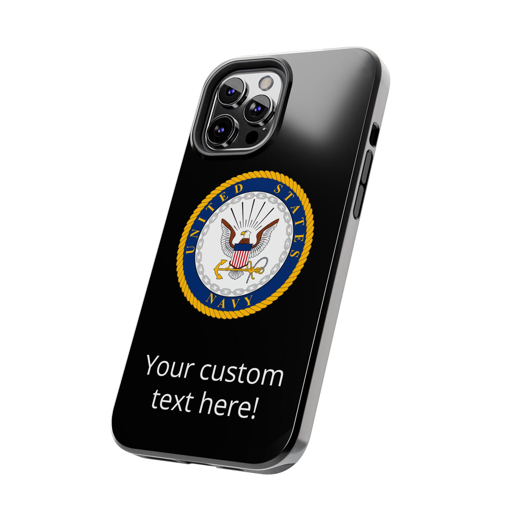 Navy Emblem Tough Phone Case — Custom Text Military iPhone Cover