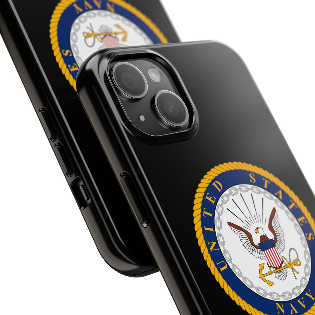 Navy Emblem Tough Phone Case — Custom Text Military iPhone Cover