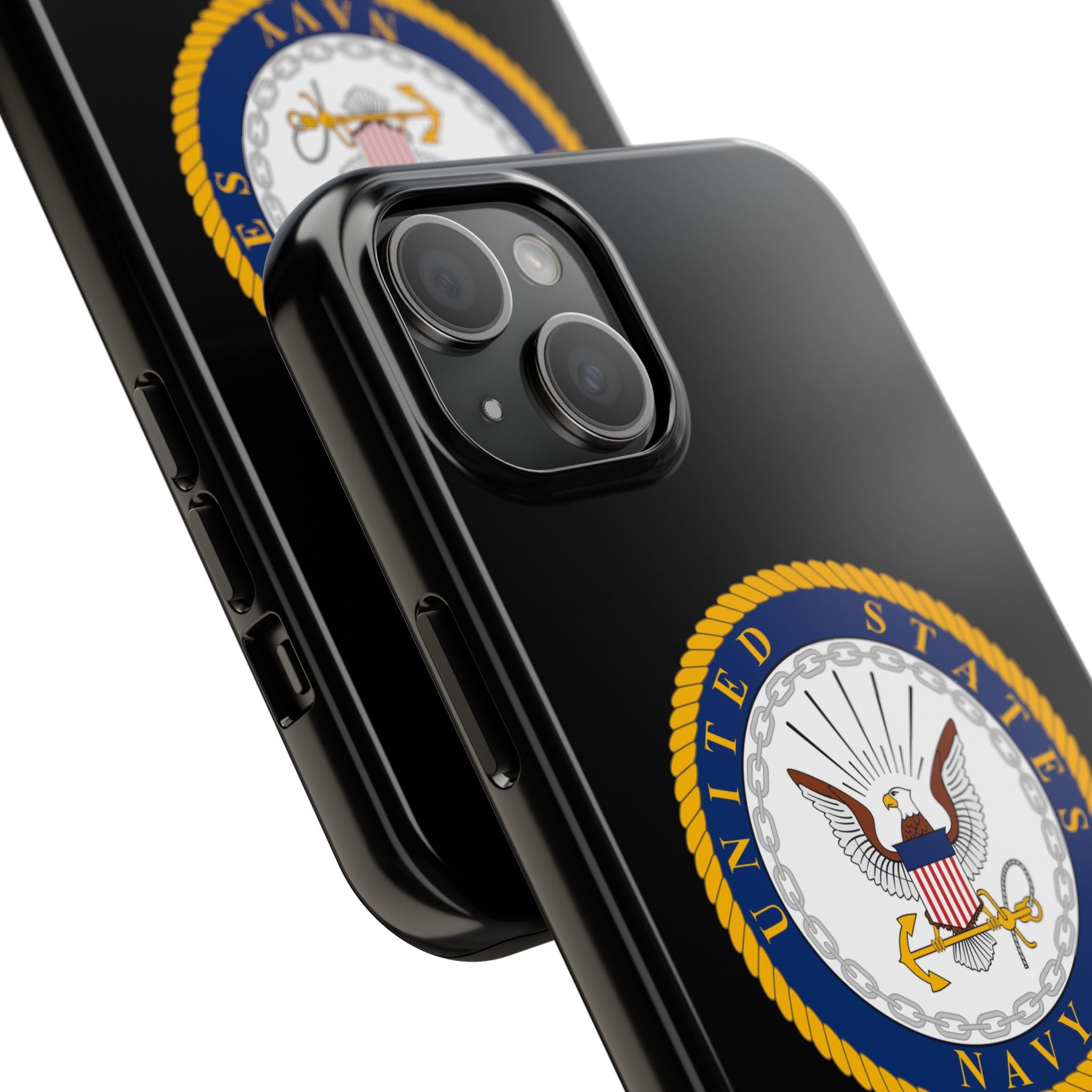 Navy Emblem Tough Phone Case — Custom Text Military iPhone Cover