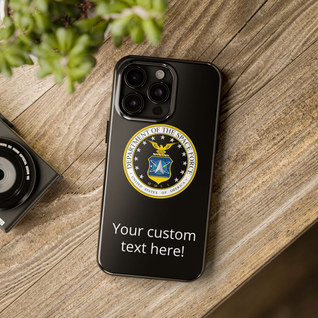 Space Force Tough Phone Case — Custom Text Military Emblem Protective Case