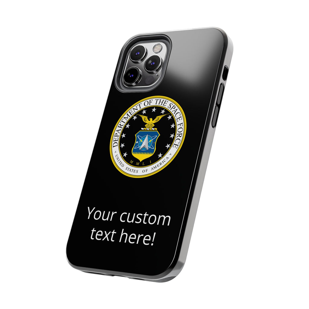 Space Force Tough Phone Case — Custom Text Military Emblem Protective Case