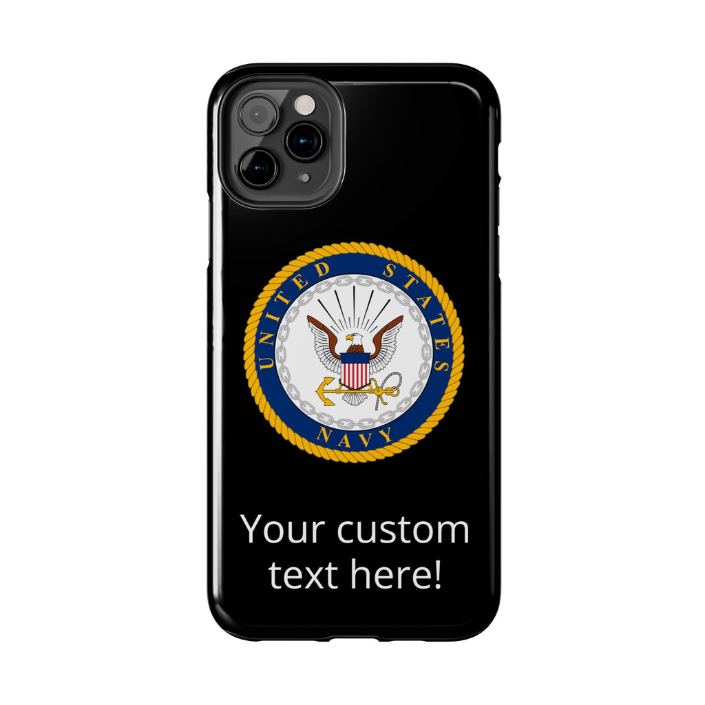 Navy Emblem Tough Phone Case — Custom Text Military iPhone Cover