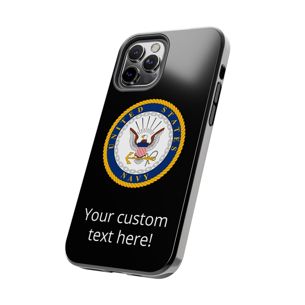 Navy Emblem Tough Phone Case — Custom Text Military iPhone Cover