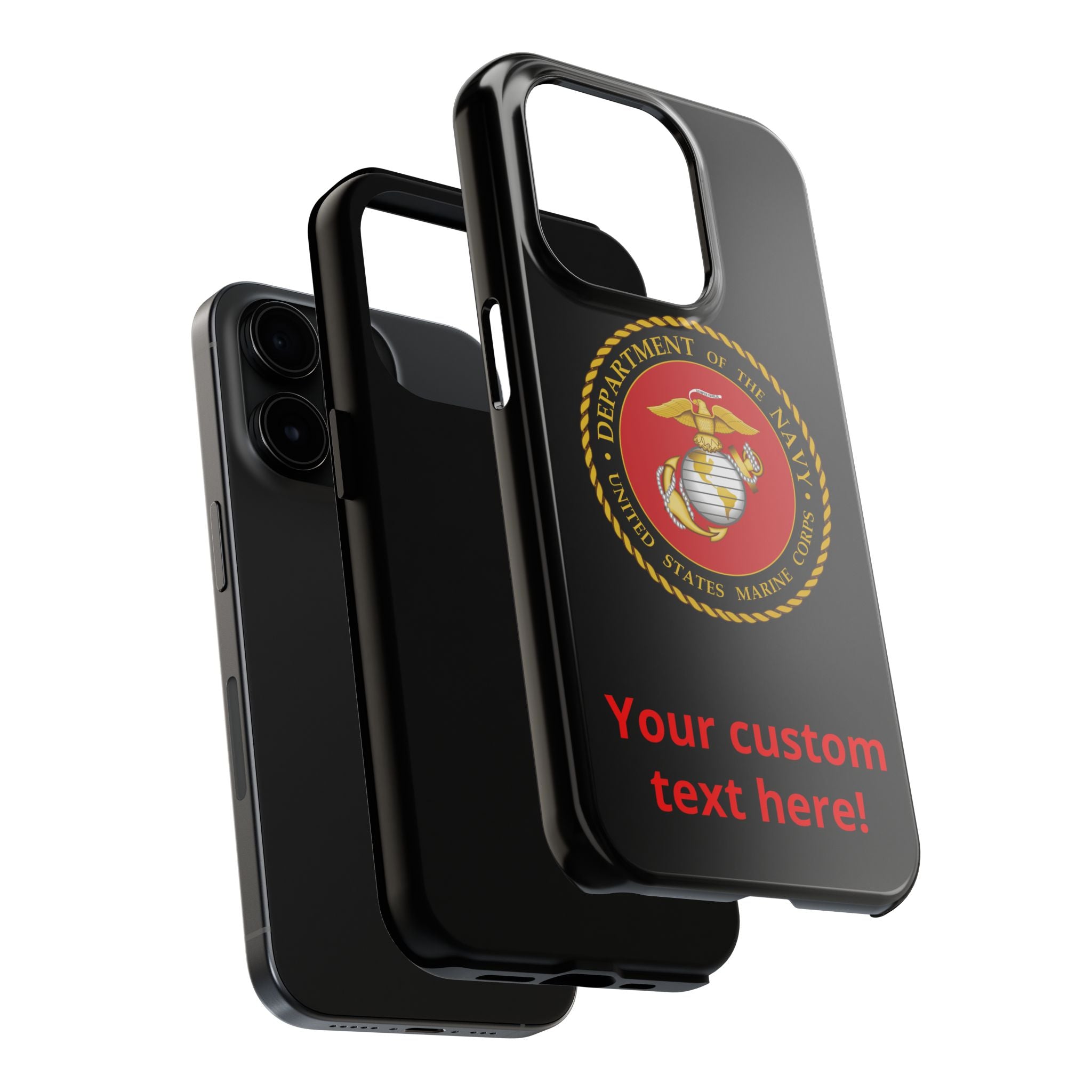 USMC Emblem Tough Phone Case — Custom Text Military iPhone Protector