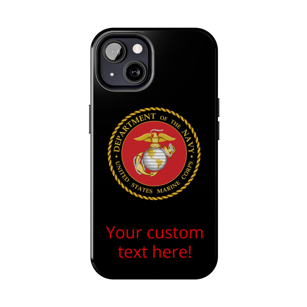 USMC Emblem Tough Phone Case — Custom Text Military iPhone Protector