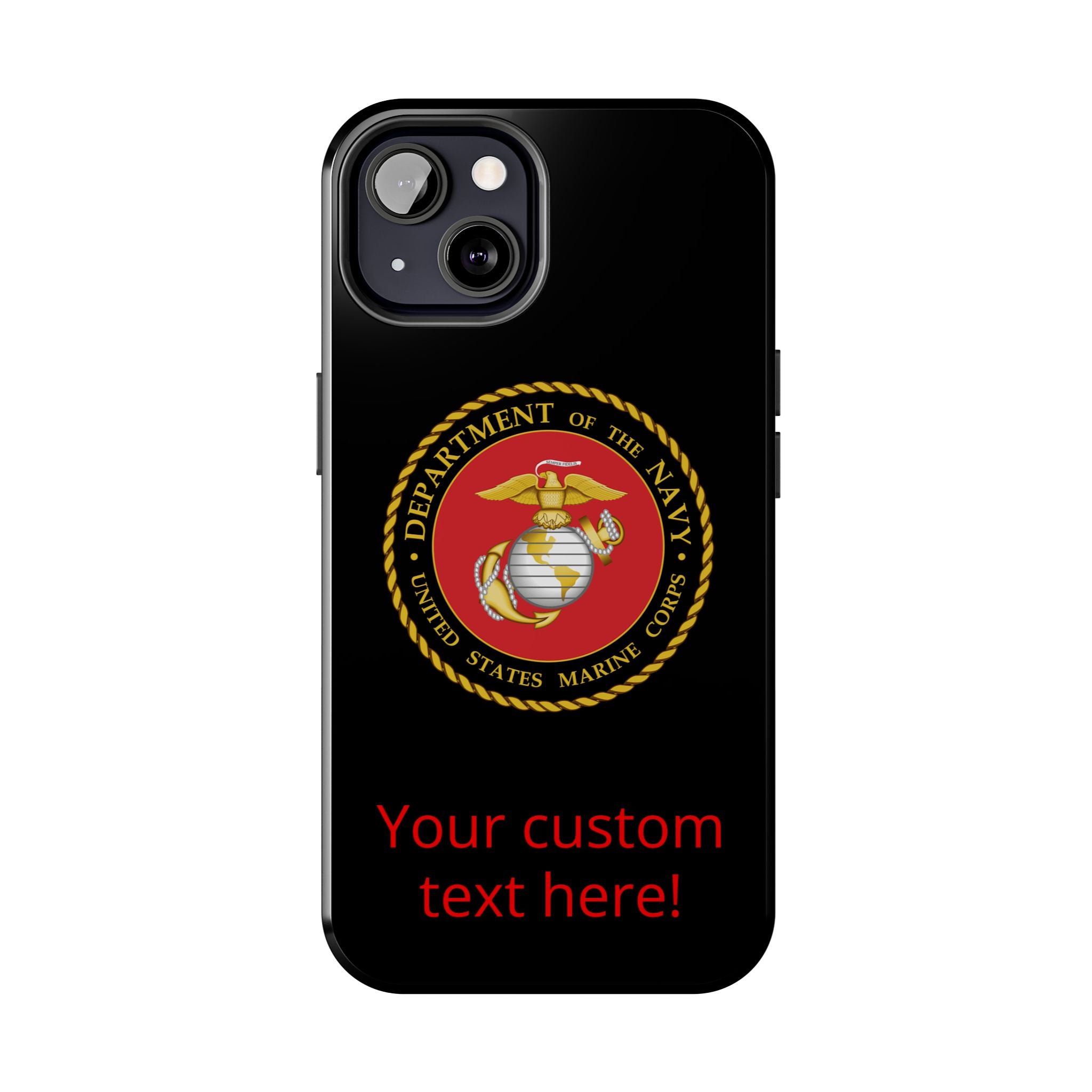 USMC Emblem Tough Phone Case — Custom Text Military iPhone Protector