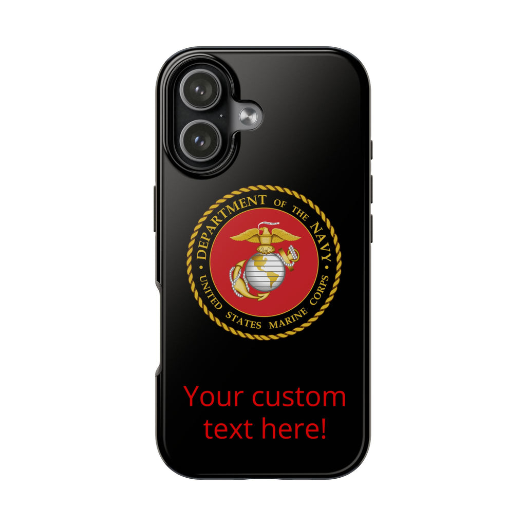 USMC Emblem Tough Phone Case — Custom Text Military iPhone Protector