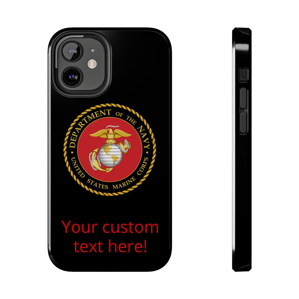 USMC Emblem Tough Phone Case — Custom Text Military iPhone Protector
