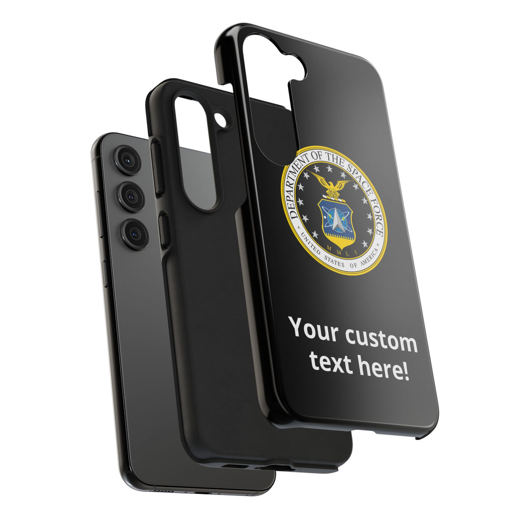 Space Force Tough Phone Case — Custom Text Military Emblem Protective Case