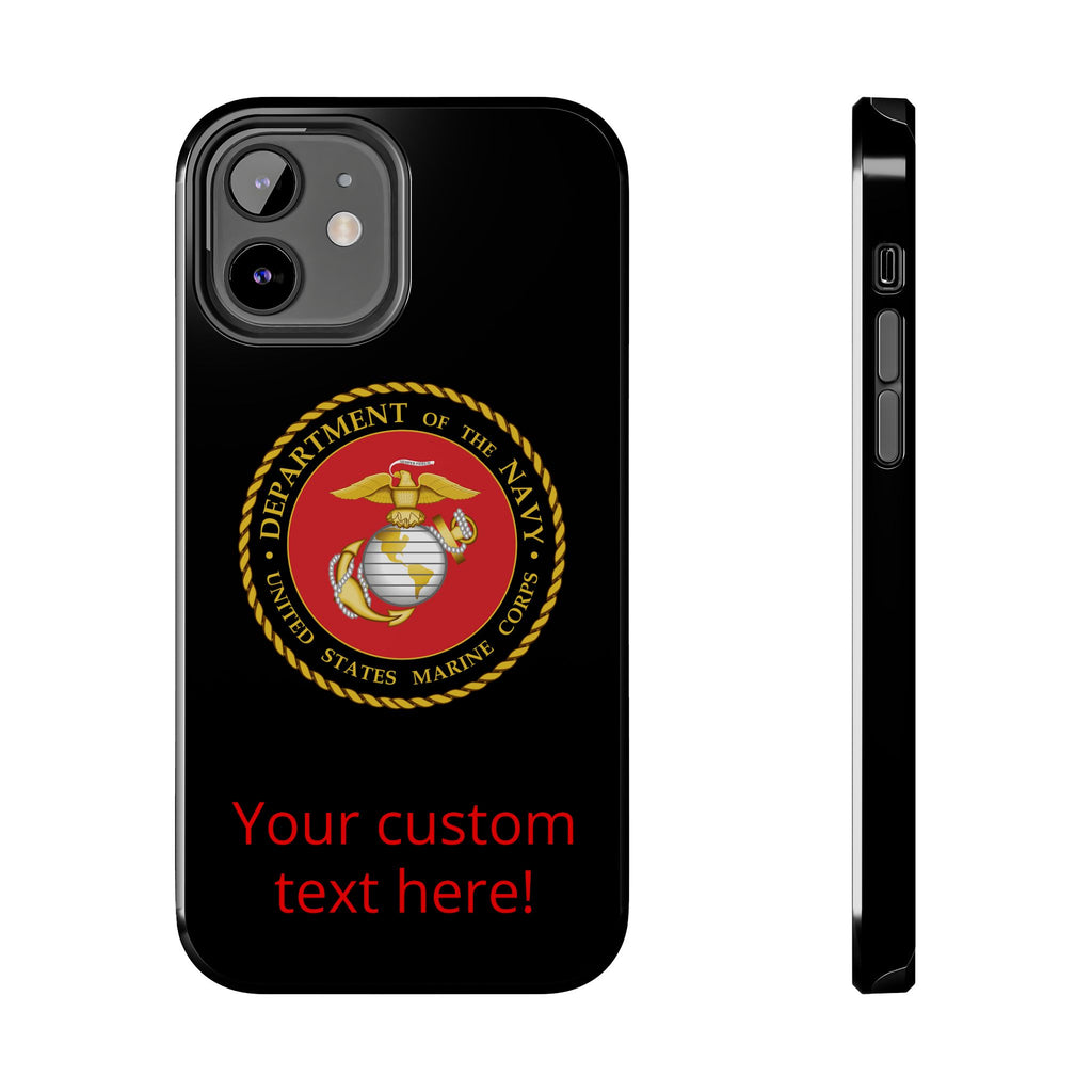 USMC Emblem Tough Phone Case — Custom Text Military iPhone Protector