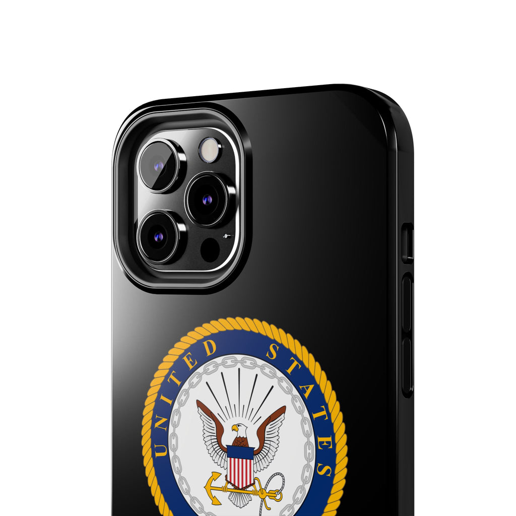 Navy Emblem Tough Phone Case — Custom Text Military iPhone Cover