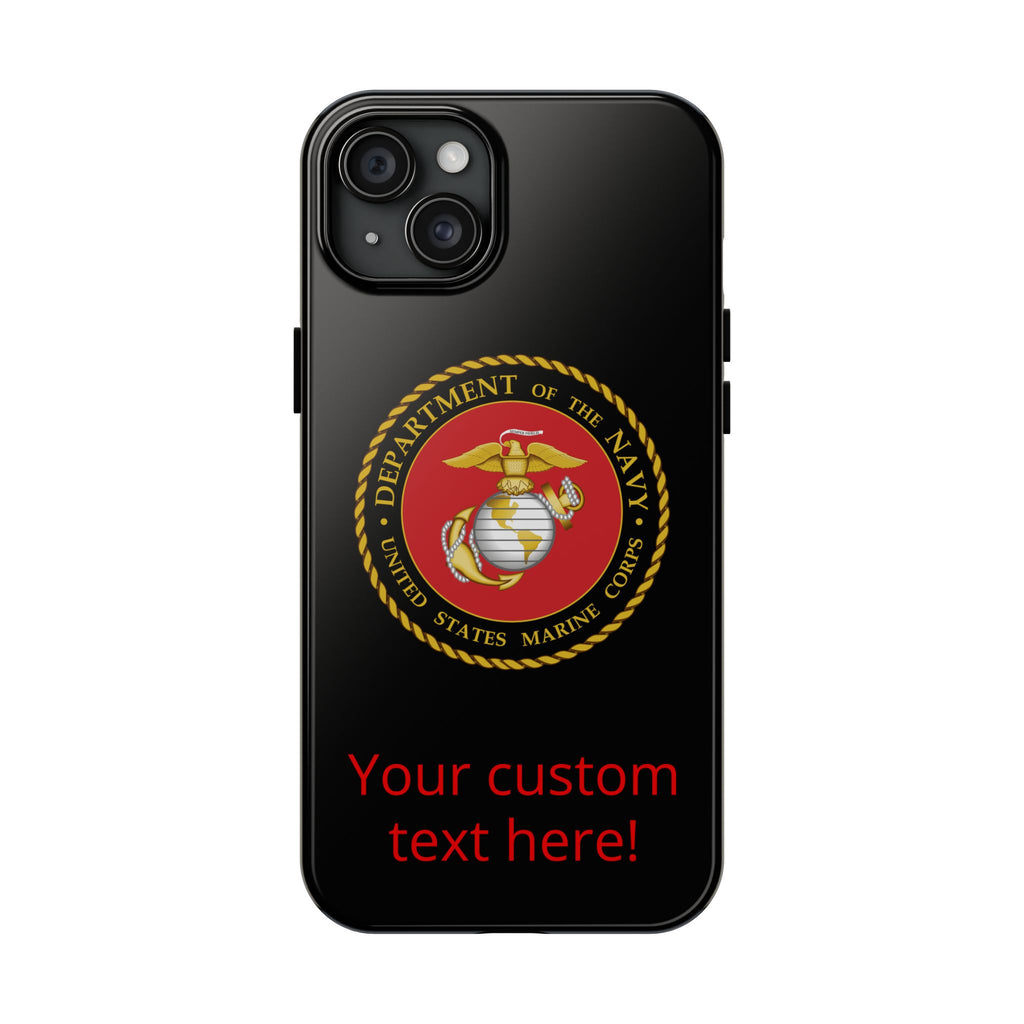 USMC Emblem Tough Phone Case — Custom Text Military iPhone Protector
