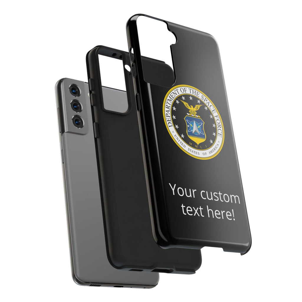 Space Force Tough Phone Case — Custom Text Military Emblem Protective Case