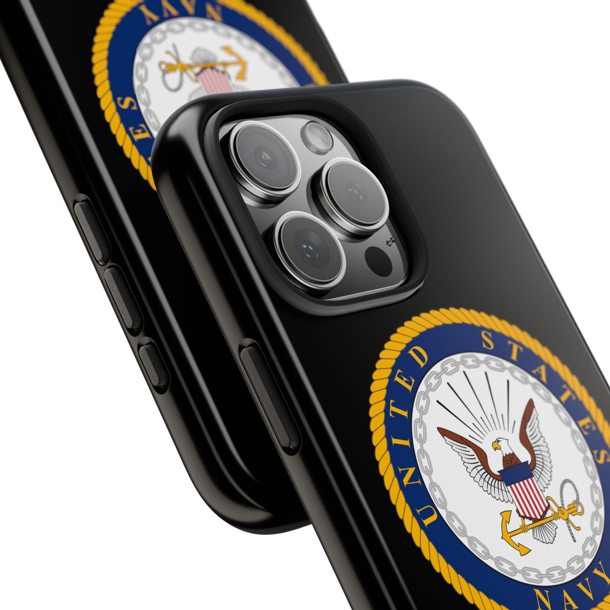 Navy Emblem Tough Phone Case — Custom Text Military iPhone Cover