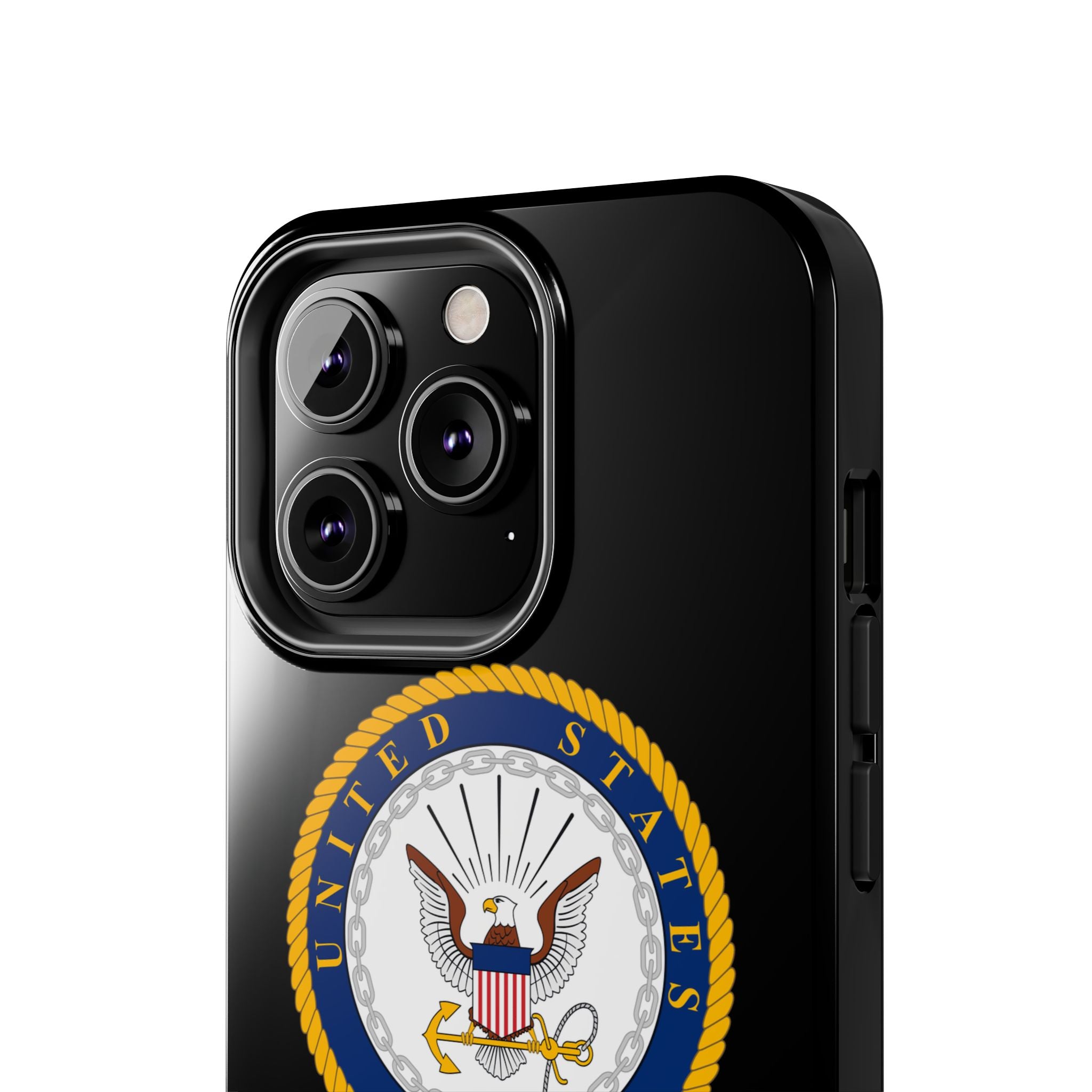 Navy Emblem Tough Phone Case — Custom Text Military iPhone Cover