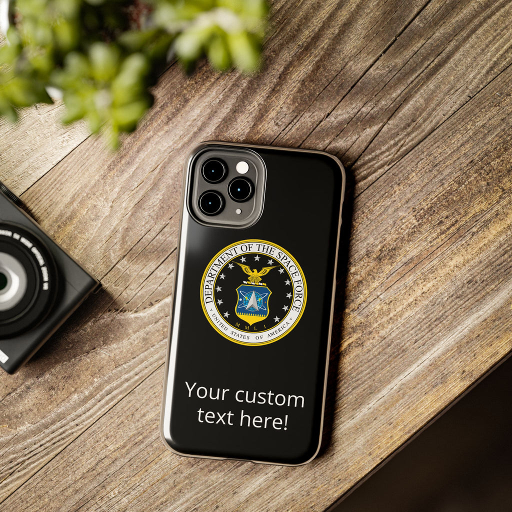 Space Force Tough Phone Case — Custom Text Military Emblem Protective Case