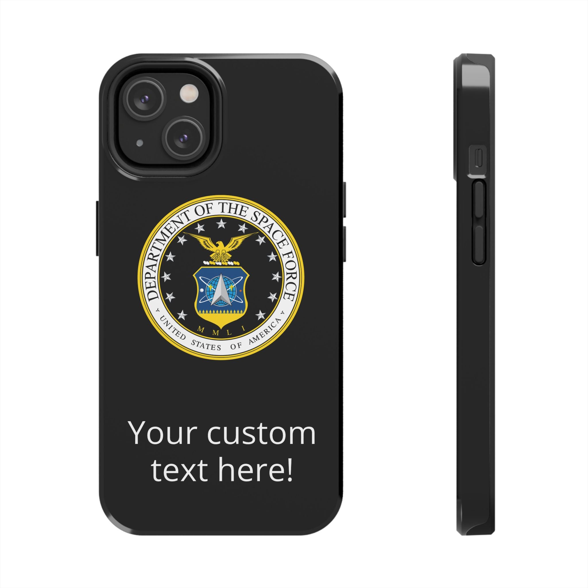 Space Force Tough Phone Case — Custom Text Military Emblem Protective Case