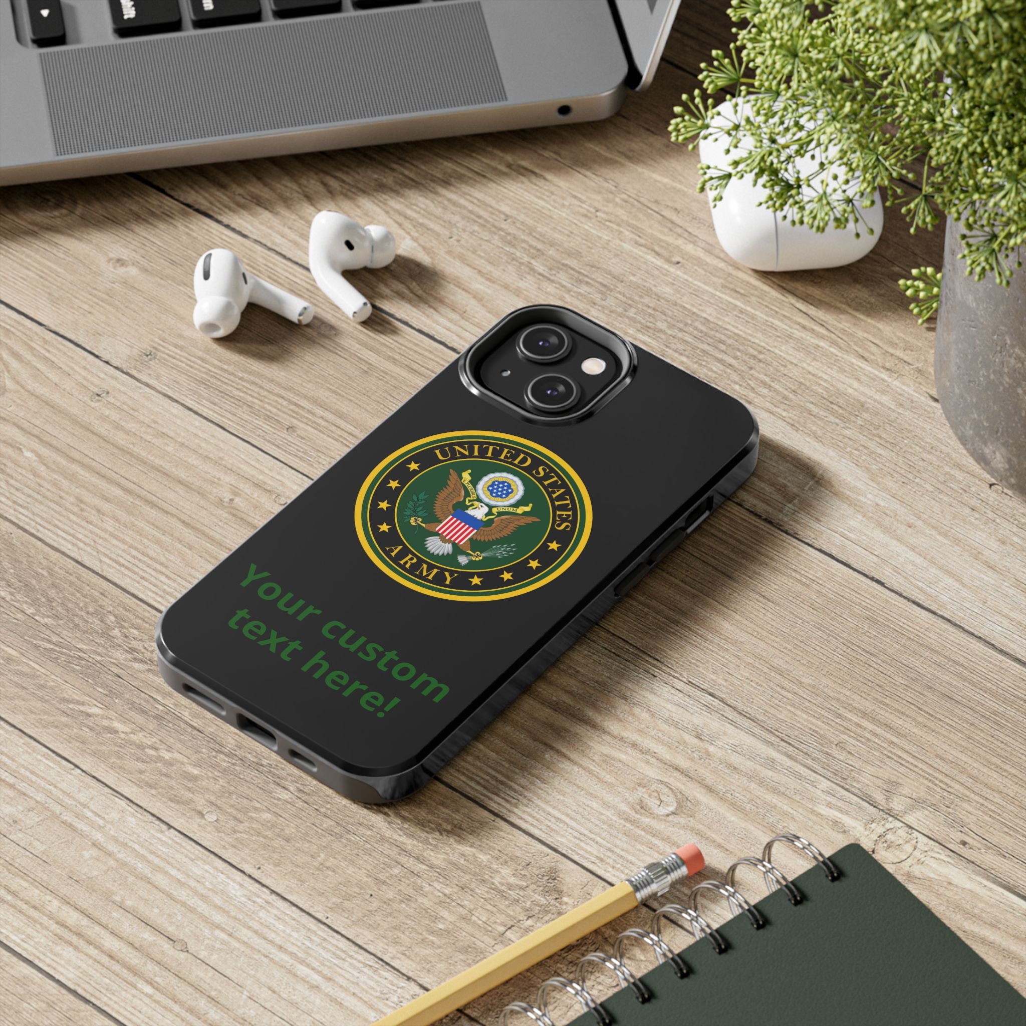 Army Emblem Tough Phone Case — Custom Text Military iPhone Cover