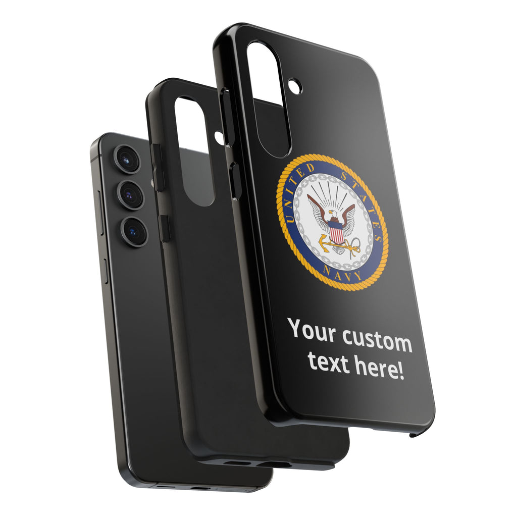Navy Emblem Tough Phone Case — Custom Text Military iPhone Cover