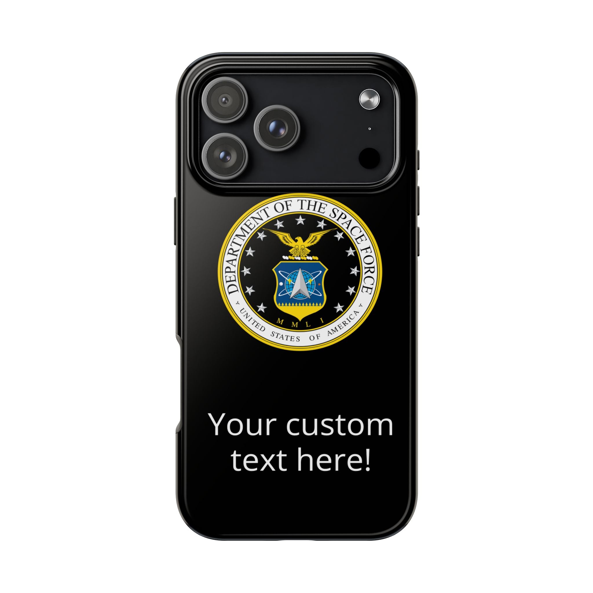 Space Force Tough Phone Case — Custom Text Military Emblem Protective Case