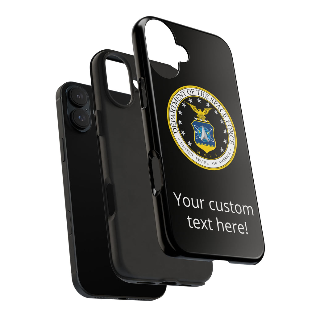Space Force Tough Phone Case — Custom Text Military Emblem Protective Case