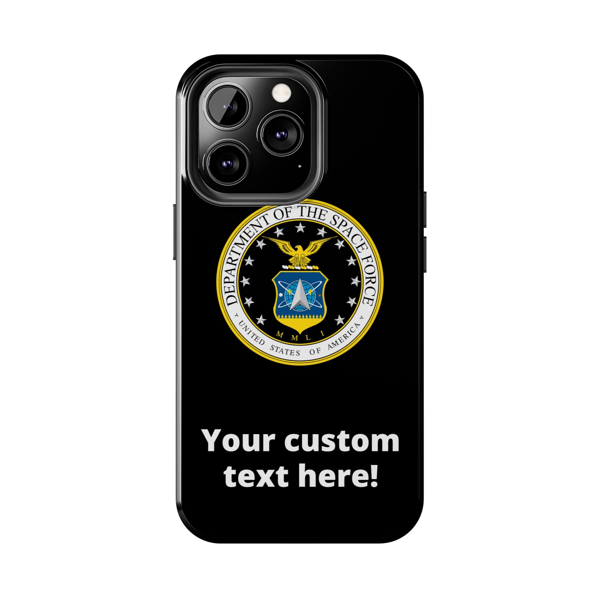 Space Force Tough Phone Case — Custom Text Military Emblem Protective Case