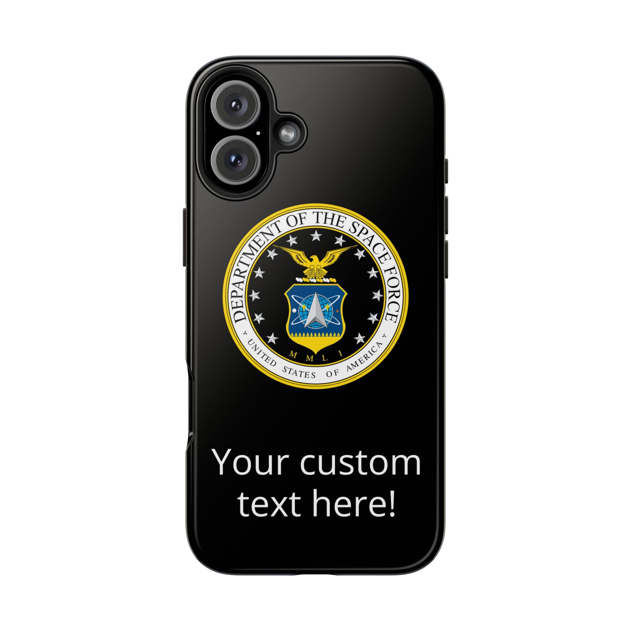Space Force Tough Phone Case — Custom Text Military Emblem Protective Case