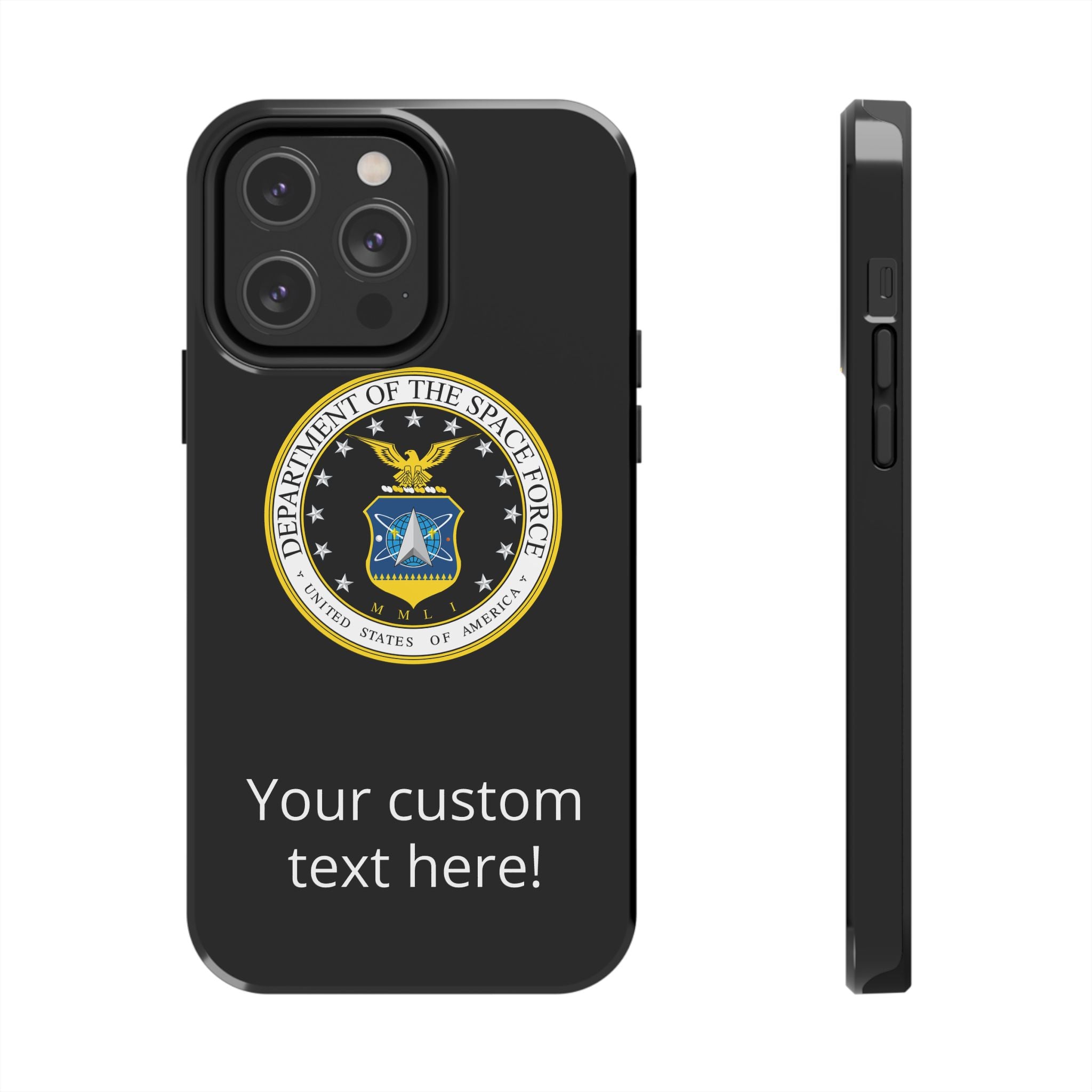 Space Force Tough Phone Case — Custom Text Military Emblem Protective Case