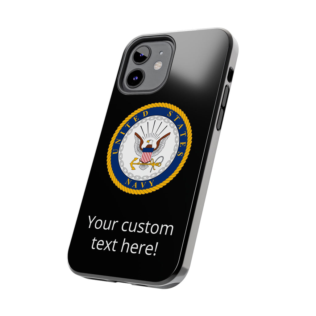 Navy Emblem Tough Phone Case — Custom Text Military iPhone Cover
