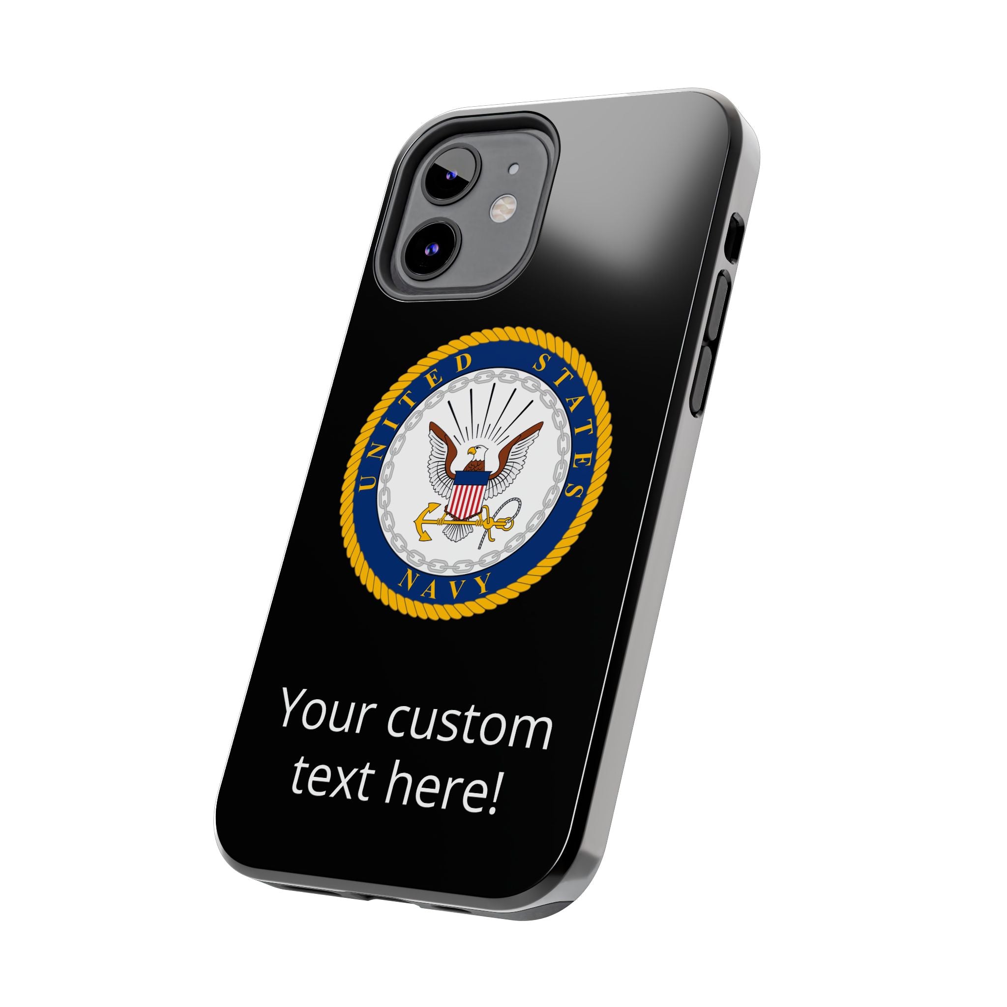 Navy Emblem Tough Phone Case — Custom Text Military iPhone Cover