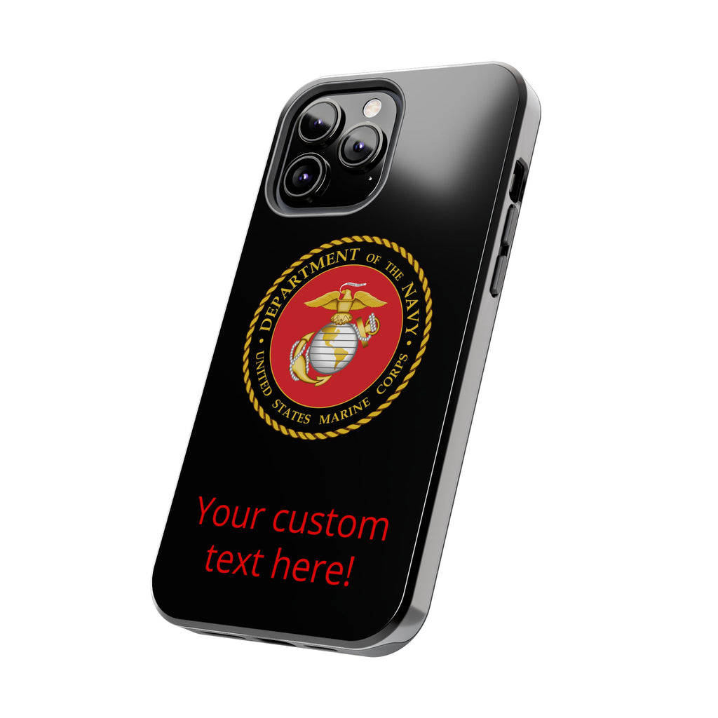 USMC Emblem Tough Phone Case — Custom Text Military iPhone Protector